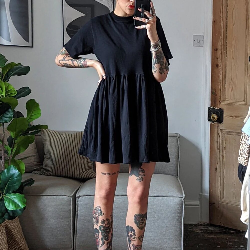 Black 100% Cotton Smock Dress- Tallulahs Threads (L)